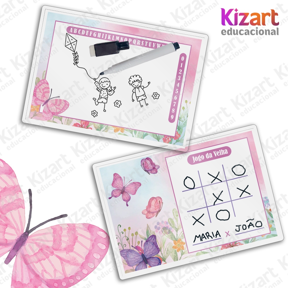 Lousa Mágica + Caneta Com Apagador Lembrancinha Festa Infantil Tema Jardim Das Borboletas