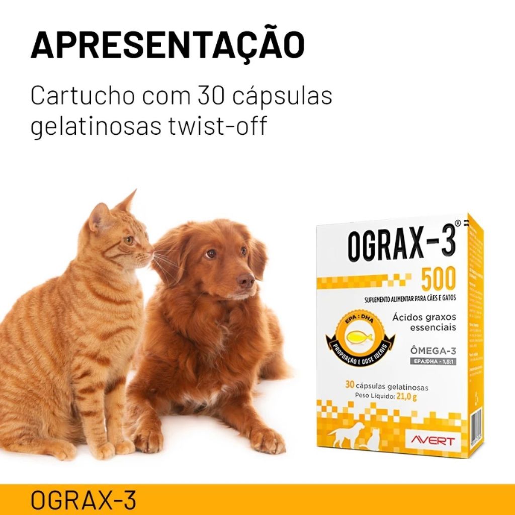 Ograx-3 500mg Suplemento Nutricional P/ Cães E Gatos 30 Caps · foto 2