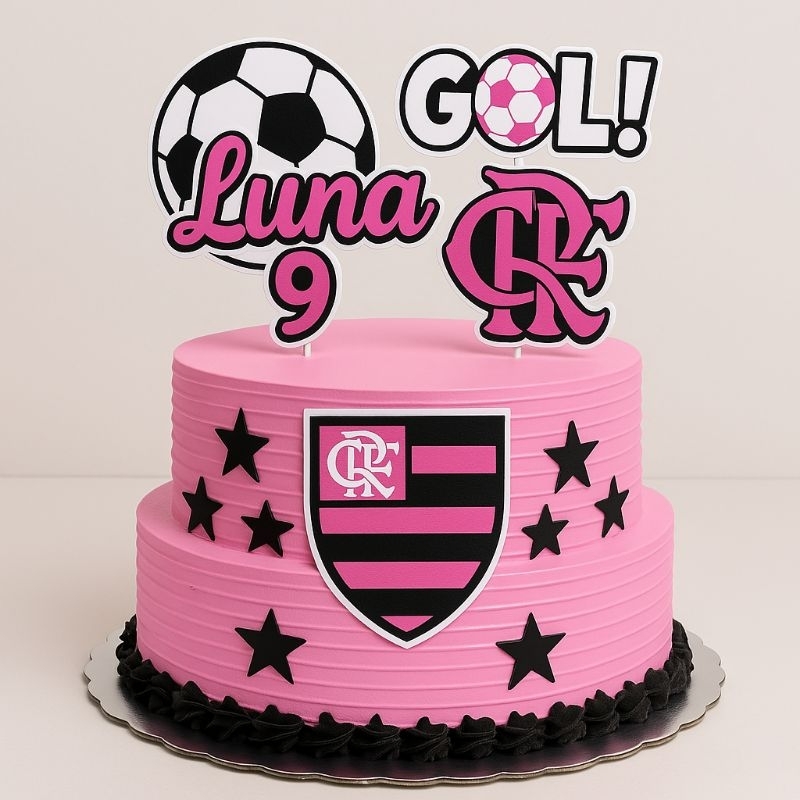 Topo de Bolo Flamengo Rosa - Comprar com Melhor Preço em Padaria
