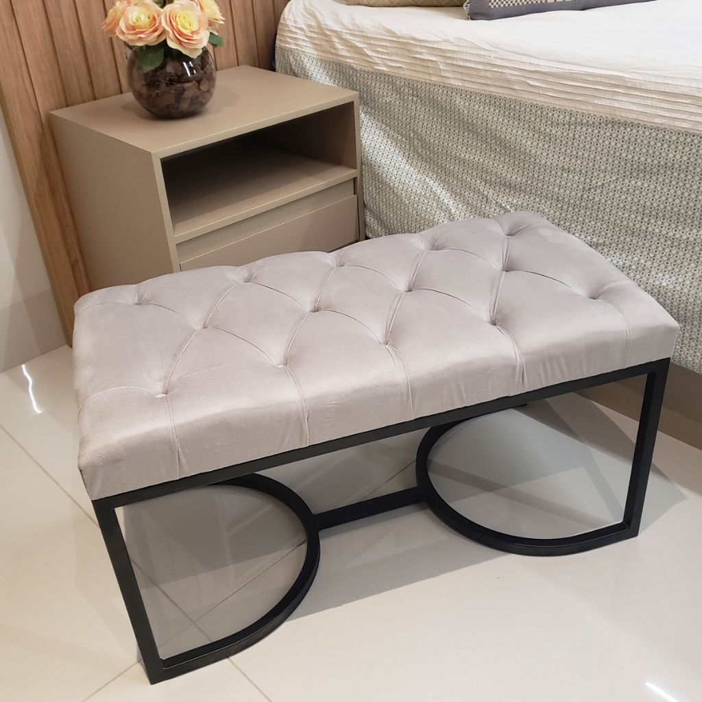 Divã 80cm Recamier Retangular Decoração Quarto Sala Puff Escritorio Banqueta Penteadeira Decorativo