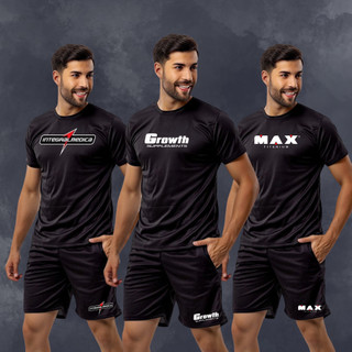 3 Conjunto MIX Masculina para Esporte – Tecido DryFit Furadinho com Modelagem Slim