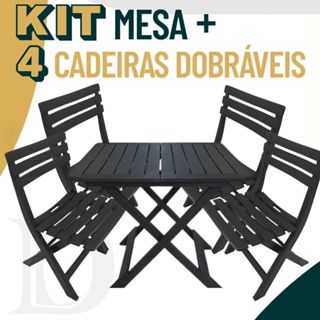 Kit Mesa Quadrada + 4 Cadeiras De Plástico Dobrável Multiuso Casa Área Gourmet em Oferta na Shopee