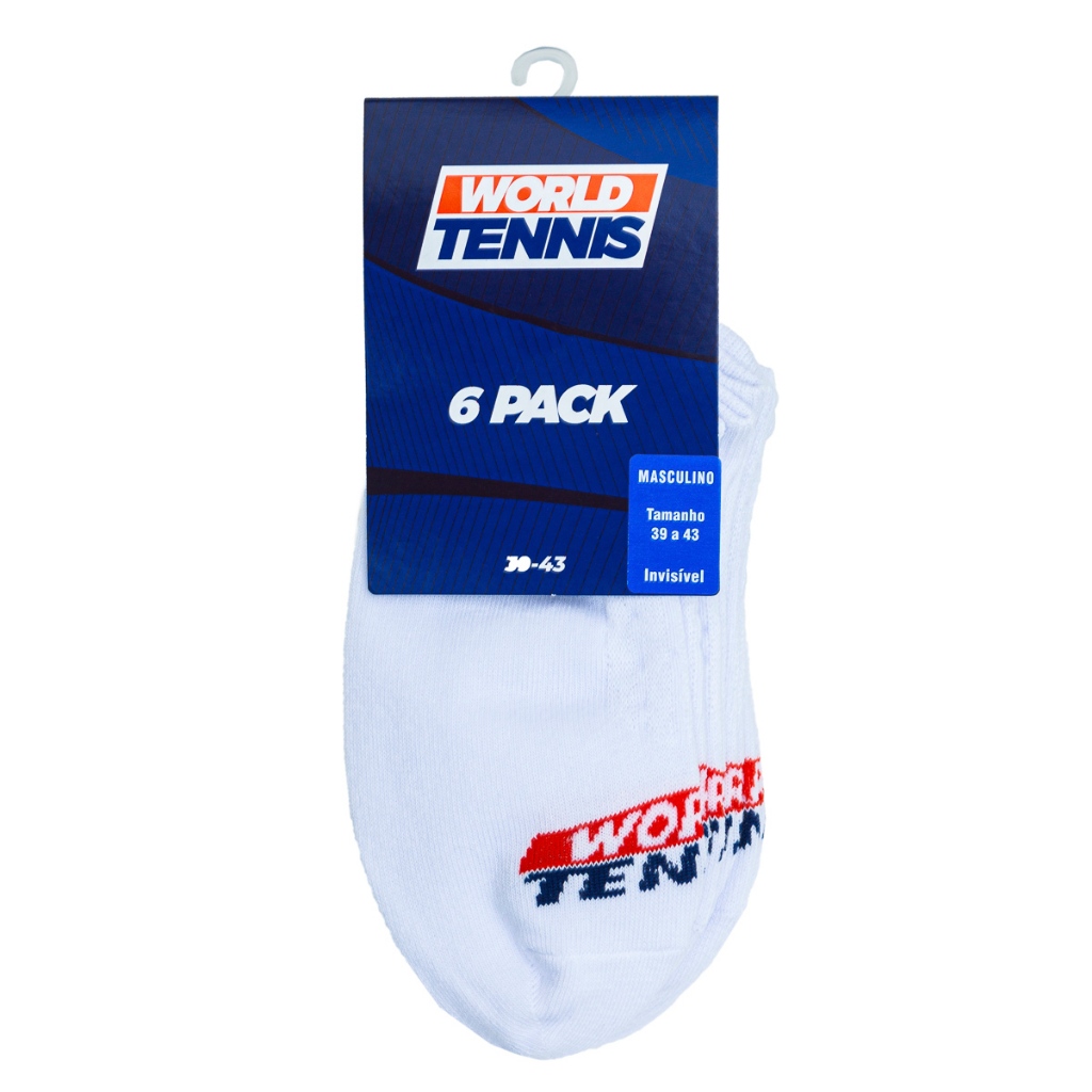 Meia Kit C/6 World Tennis Tam 39-43 Casual Algodão em Oferta na Shopee