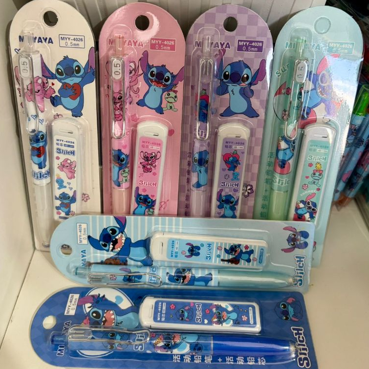 Lapiseira Stitch com Caixinha de Grafite 0.5mm Papelaria Fofa e Criativa em Oferta na Shopee