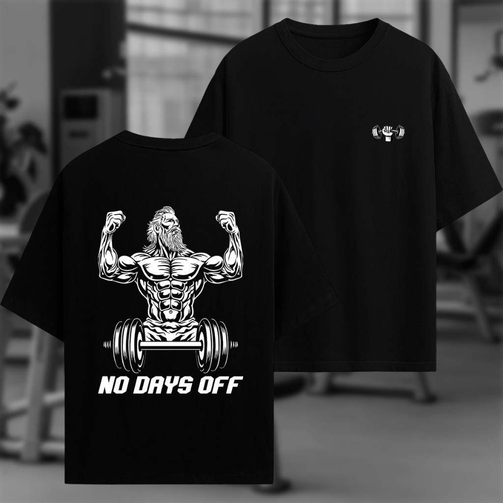 Camiseta Oversized Ou Basica Masculina No Days Off Academia Fitness Bodybuilder Streetwear Promoção