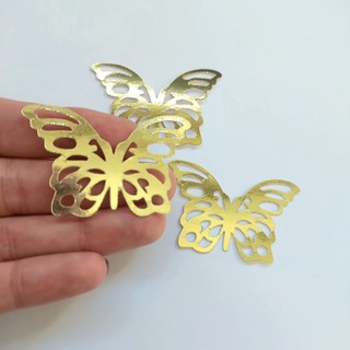 kit 30 Borboletas Vazadas Douradas para Bolo - Borboletas laminada decorativas enfeite para bolo