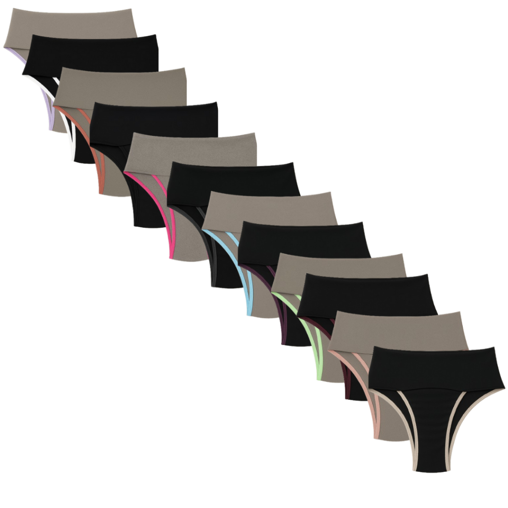 Kit 12 Calcinhas Modeladora Cintura Alta Não Marca Confortável do PP ao G2