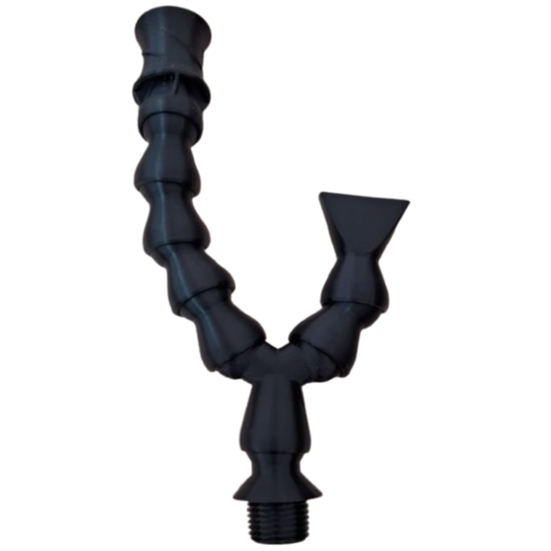 Loc Line Duplo Y com 4 gomos de um lado com bico vortex e 01 gomos de outro lado com bico de pato + Rosca 1/2 polegada