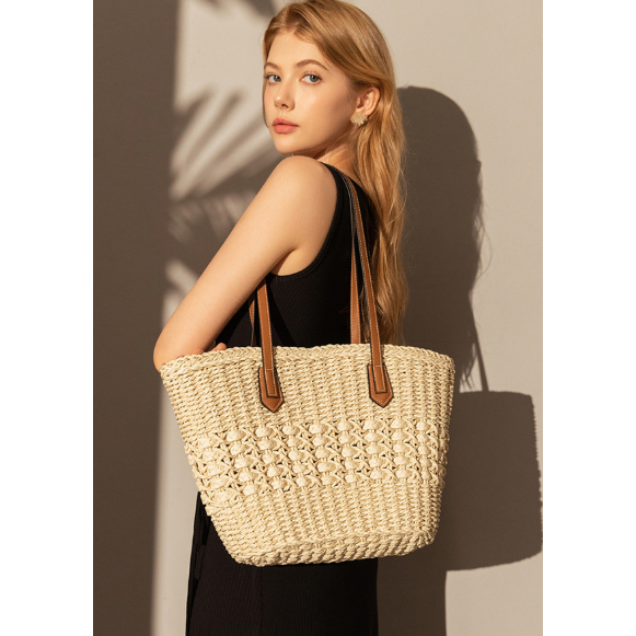 Saco Palha Grande Capacidade Nicho Francês Verão Portátil Para Ombro em Oferta na Shopee