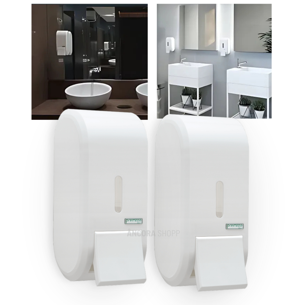 Kit 2un Saboneteira 400ml Dispenser de Sabonete Líquido Álcool Gel 400ml Branco Cozinha Banheiro em Oferta na Shopee