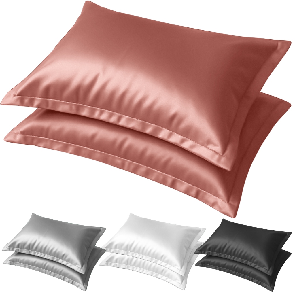 Kit Fronha Cetim Travesseiro Cama Toque de Seda Macio Anti frizz Cabelo 50x70cm Com Aba