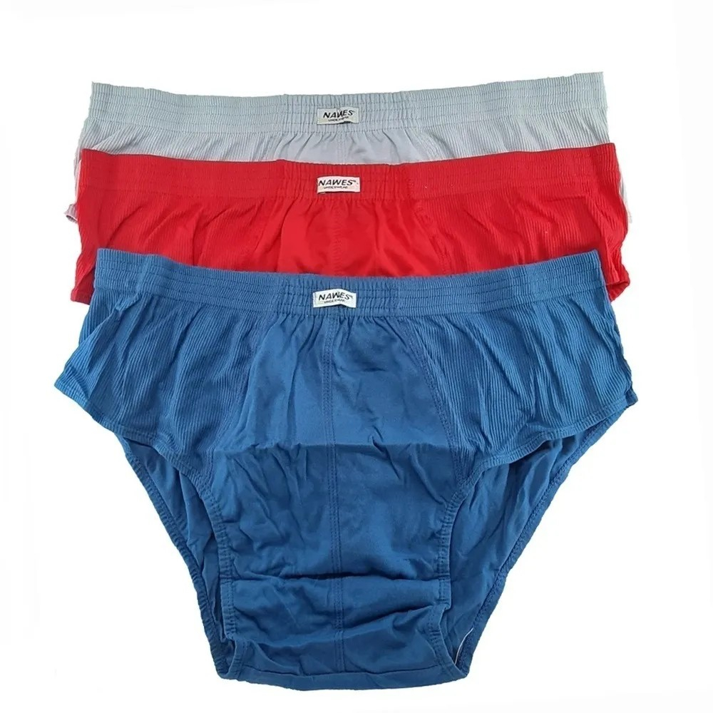 Cueca Slip Plus Size tradicional Masculina Nawes 100% Algodão Confortável e Durável kit com 3 cuecas