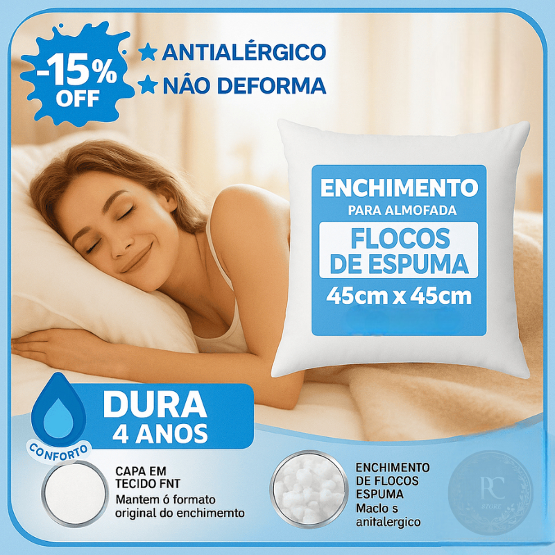 Refil Enchimento Completo 40×40 cm – TNT e Espuma Leve – Prático e Decorativo - Envio Imediato