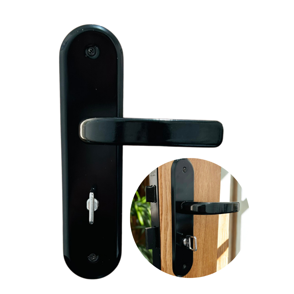 Fechadura Trinco para Porta de Banheiro Universal Lavabo WC Stilo Preto  Chave Fixa MGM 514