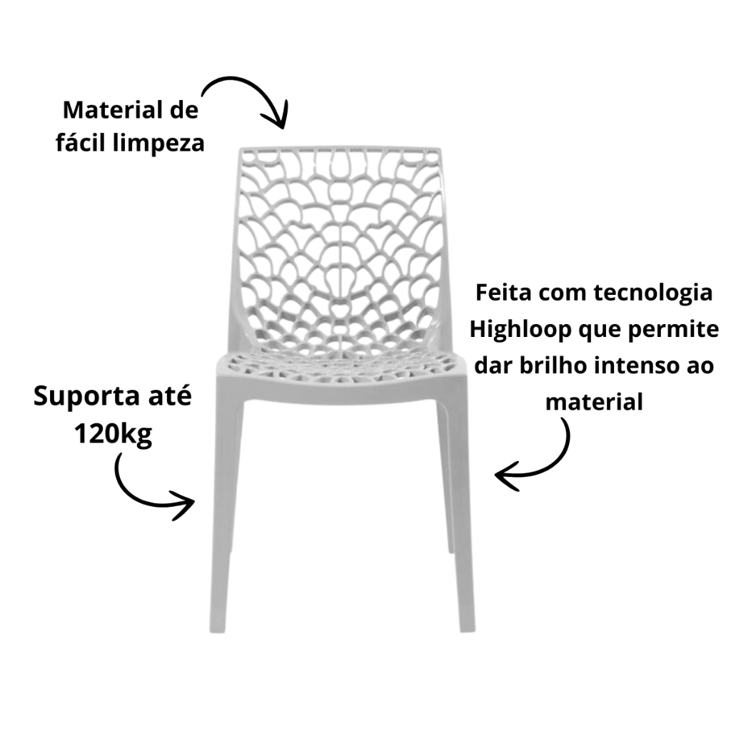 Kit 4 Cadeiras Gruvyer Para Cozinha Area De Lazer Sala de Estar e Jantar
