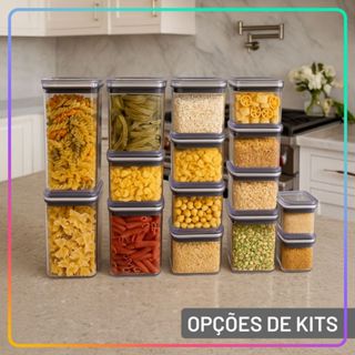 Kit Pote Hermético Paramount Empilháveis Porta Mantimentos Acrílico Tampa com Vedação Emborrachada em Oferta na Shopee