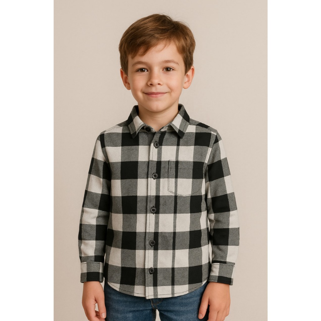 camisa xadrez infantil franelada manga longa unissex 1 ao 16