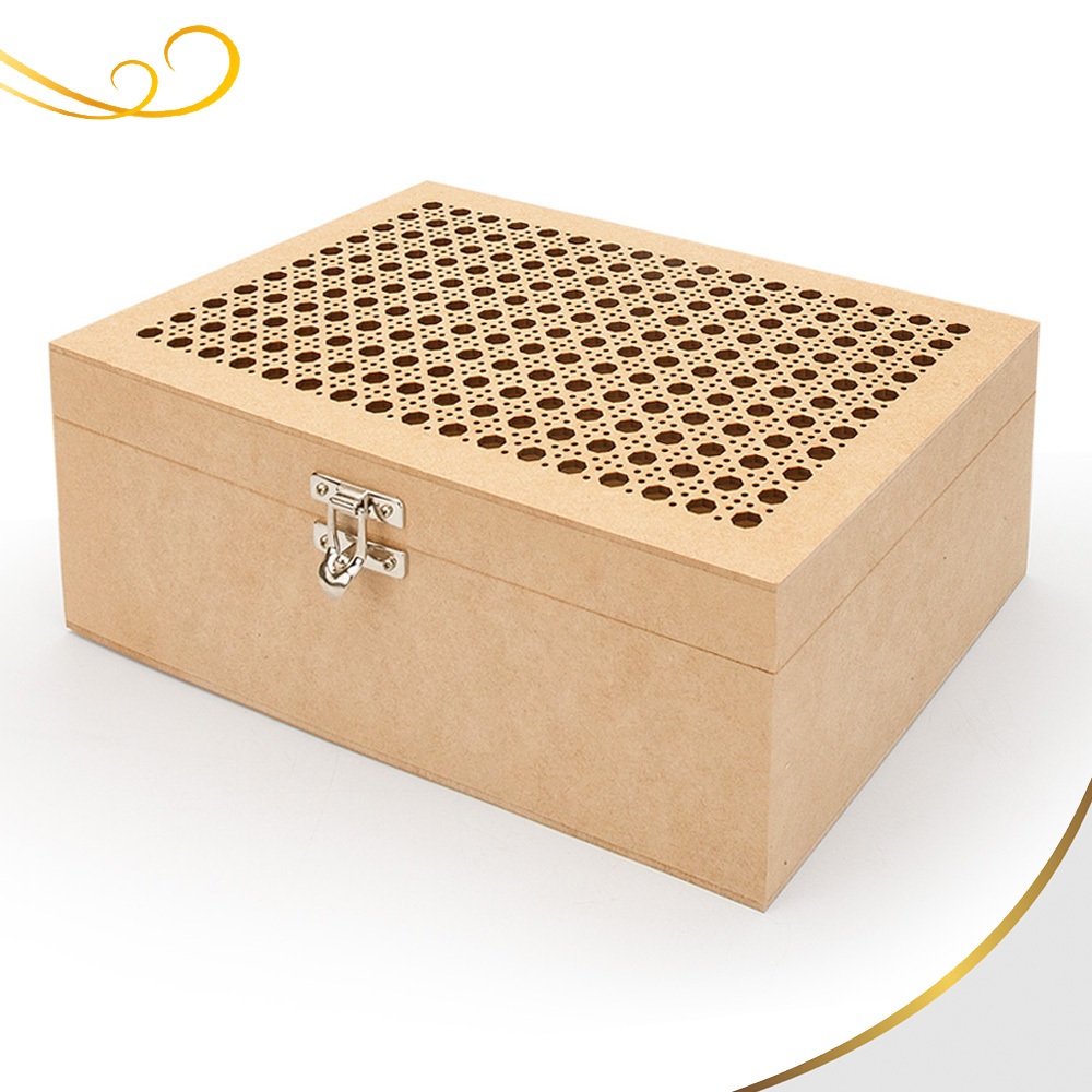 Caixa 30x20x10 Lisa Com Dobradiça e Fecho em Mdf Cru em Oferta na Shopee