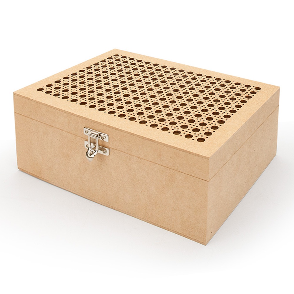 IMPERDÍVEL! Caixa Retangular Com Fecho e Dobradiça em MDF CRU em Oferta na Shopee