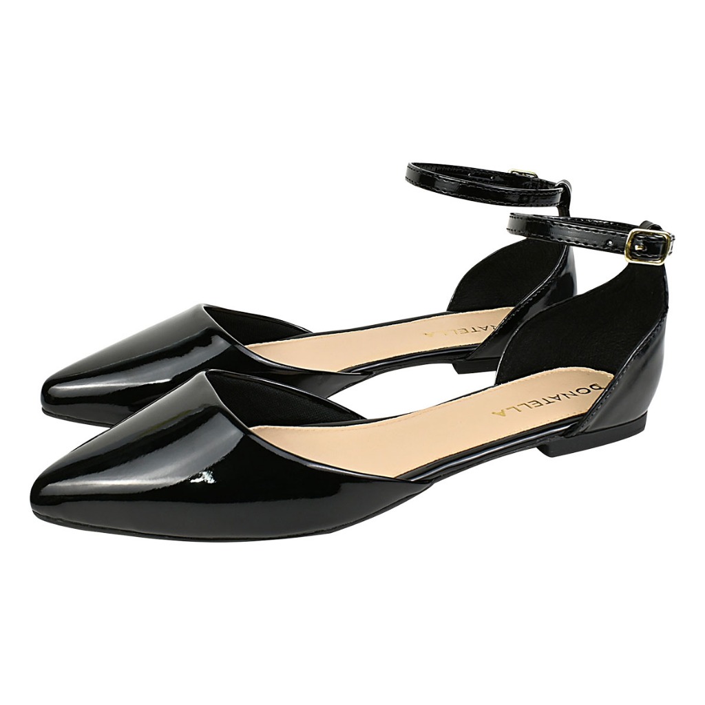 Sapatilha Rasteira Feminina Aberta Bico Fino Donatella Shoes Sandália Verniz Trabalho Social Esportiva Novo Confortavel