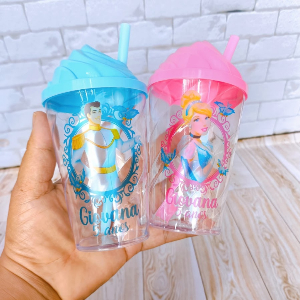 Copo Twister 300 ml  Personalizado  Cinderela  Lembrancinhas de Aniversário Infantil