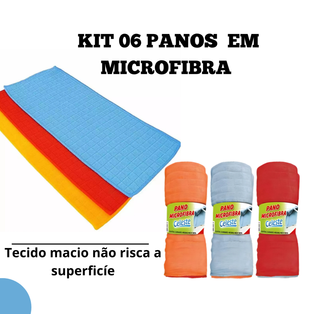 Kit Pano de Chão Prato Limpeza 6 panos de chão Microfibra Atacado Atoalhado em Oferta na Shopee