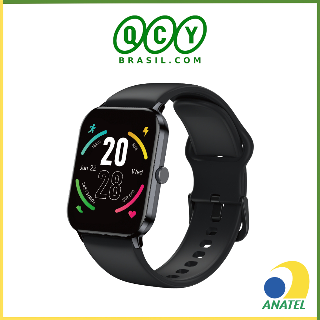 Smartwatch QCY GTC S1, Bluetooth 5.0, Proteção IPX8 até 1 metro, Para Treinos e Corrida
