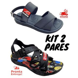 Kit 2 Pares Sandalia Infantil Masculino Nova Onda + Sandalia Infantil Menino Personagens