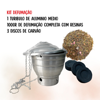 Kit Defumação Turíbulo Incensário + Resina Sete Ervas 100g + Disco de Carvão em Oferta na Shopee