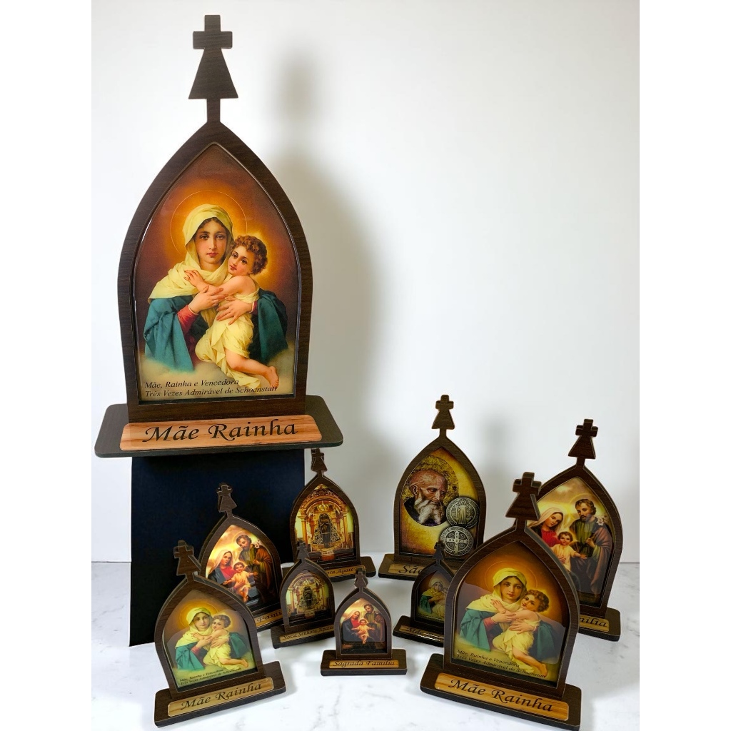 Capela Altar Católico Mae Rainha Resinada 40cm em Oferta na Shopee