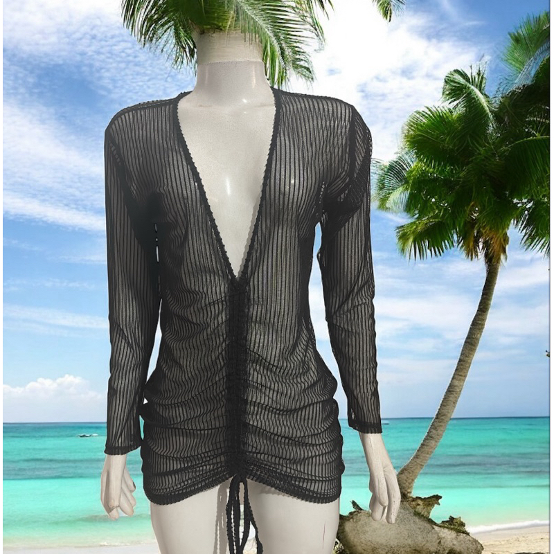 Saída de PRAIA GRINGA no tule canelado M e G Mulher Biquini LUZEANE vestido de praia verão férias em Oferta na Shopee