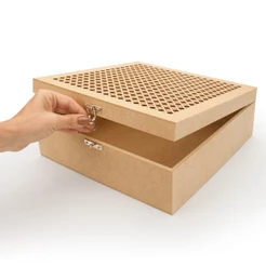 Caixa 30x30x10 Lisa Com Dobradiça e Fecho Resistente em Mdf