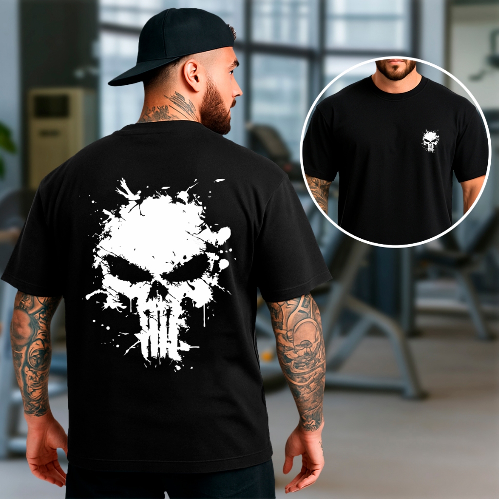 Camiseta Oversized Ou Básica Masculina Skull Caveira Streetwear Underground Masculina Promoção