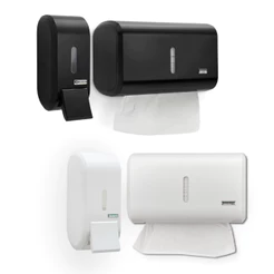 Kit Porta Sabonete Saboneteira 400ml + Porta Papel Toalha Toalheiro Preto / Branco + Kit Montagem