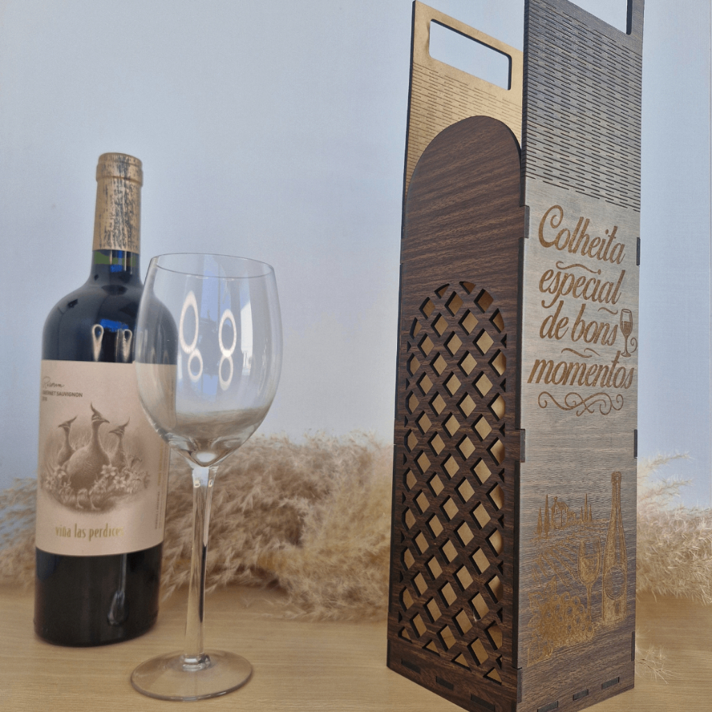 Porta vinho MDF porta garrafa para presentear caixa de vinho premium sacola para vinho dia dos pais