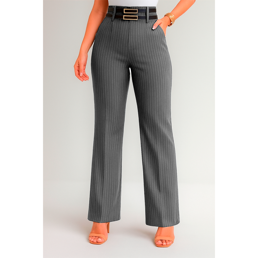 Calça Feminina Pantalona Formal Risca De Giz Oxford Sh50