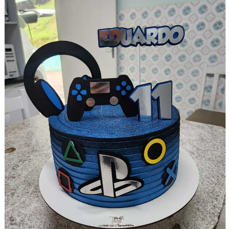 Topper Topo de bolo PlayStation/ Video Game Personalizado em Oferta na Shopee