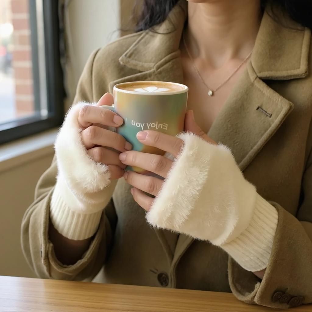 Luva inverno sem dedos   metade dedo luvas femininas quente luxo inverno luvas de pelúcia malha luvas sem dedos luvas em Oferta na Shopee