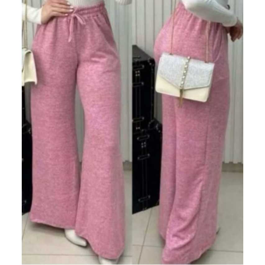 Kit 2 Calças  Pantalona Feminino Cintura Alta com bolso tecido lanzinho