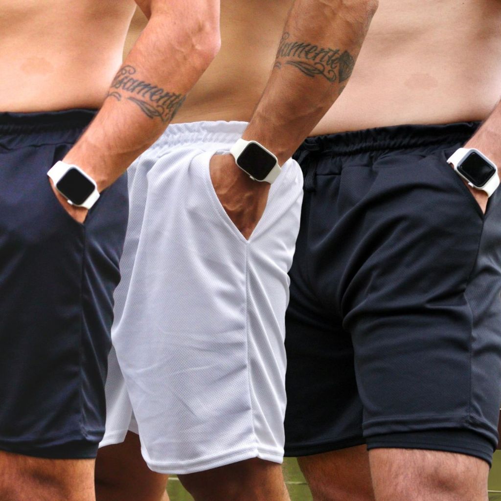 Kit 3 Shorts Masculino 2 em 1 Fitness Bermuda Treino Com Bolso Interno em Oferta na Shopee