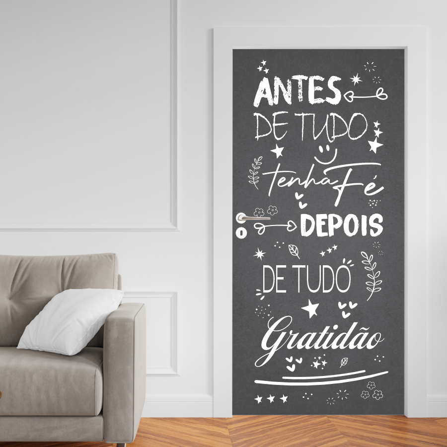 Adesivo de Porta Madeira Vidro Decoração Revestimento Papel de Parede - LETTERING 3 - 0104X