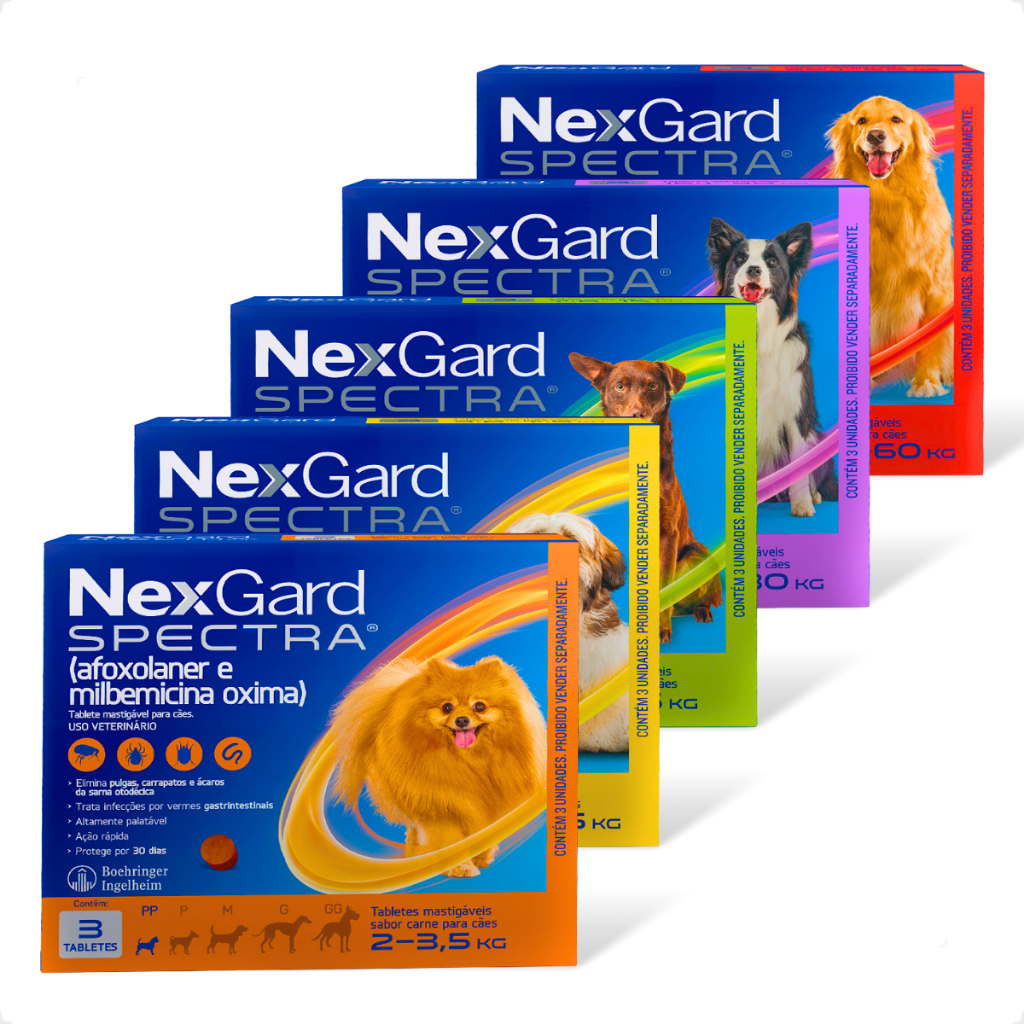 NexGard Spectra - 3 Tabletes para Cães de 3 a 60kg Antipulgas e Carrapatos em Oferta na Shopee