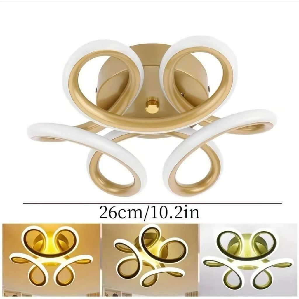Luminária De Teto Plafon 110V-220V Led Moderna Dourado 3 Cores Em 1