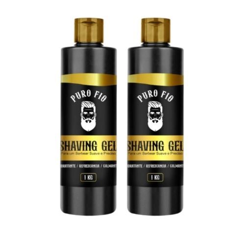 kit 2x Shaving Gel De Barbear Mentol Puro Fio 1kg Profissional - Barba Suave Sem Irritações - Envio Imediato