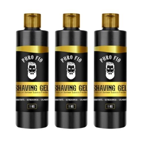 kit 3x Shaving Gel De Barbear Mentol Puro Fio 1kg Profissional - Barba Suave Sem Irritações - Envio Imediato em Oferta na Shopee