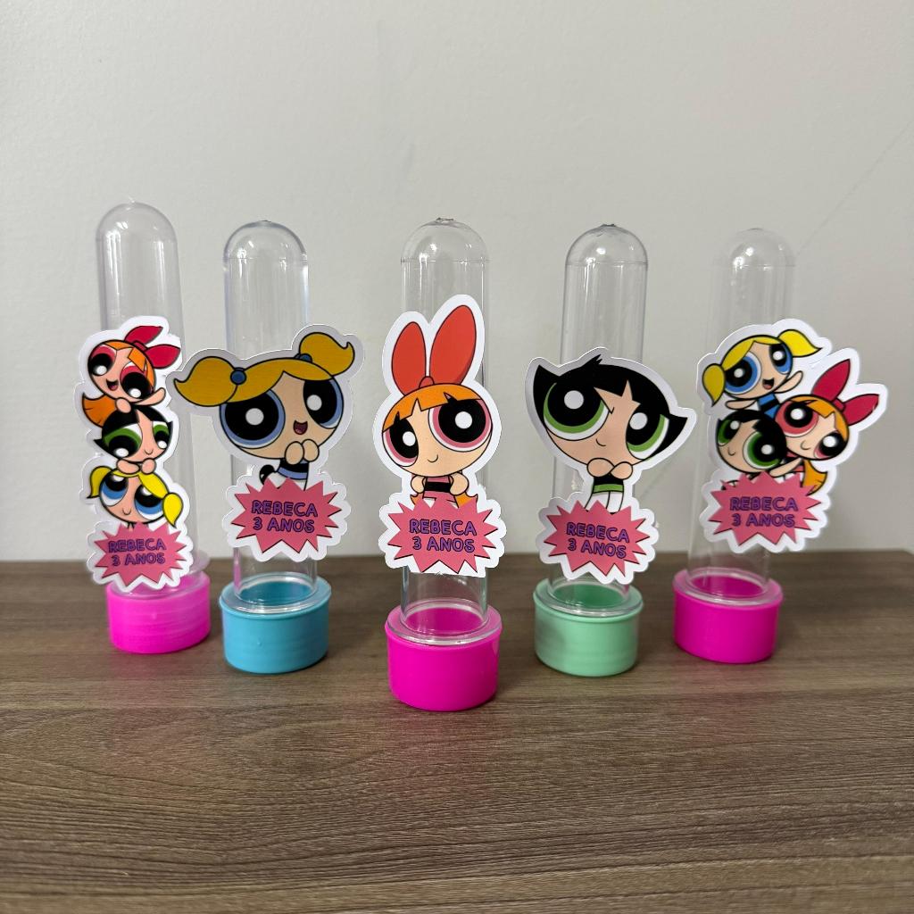 Tubetes + Apliques 3D Personalizado Lembrancinha Festa Aniversário Meninas Super Poderosas