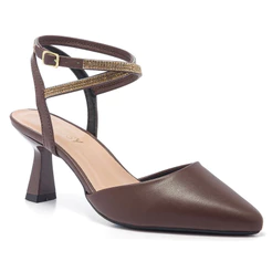Scarpin Feminino Salto Taça Baixo Brilho Strass Festa Bico Fino Elegante Glamour Leve Casamento
