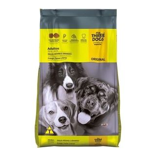 Detalhes do Racao Caes Three Dogs Original Ad. R.Med/Gran 10,1kg