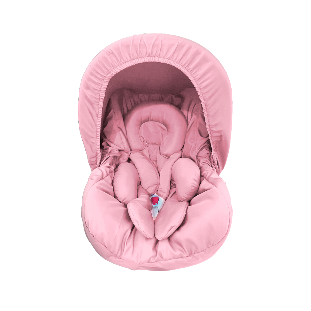 Kit Cor Rosa Menina 5 Peças para Bebê Conforto Capa Protetor Apoio de Corpo Microfibra Mega Oferta