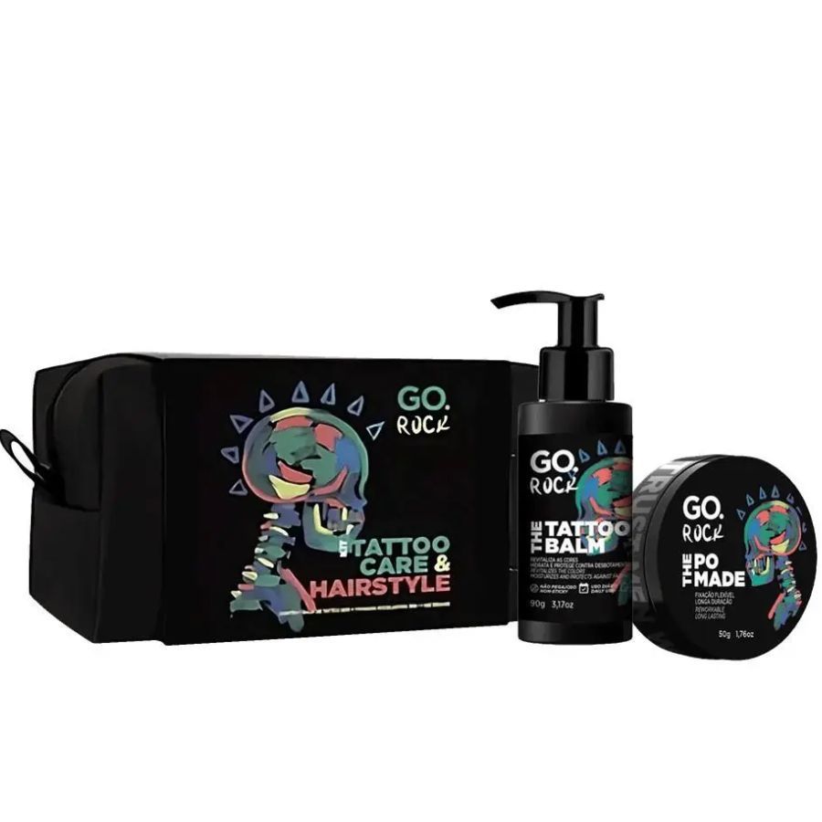 Kit Go. Rock ( Balm de Tattoo 90g + Pomada Modeladora 50g + Nécessaire )
